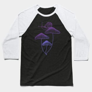 Purple And Blue Snail Sitting on Mushrooms Baseball T-Shirt